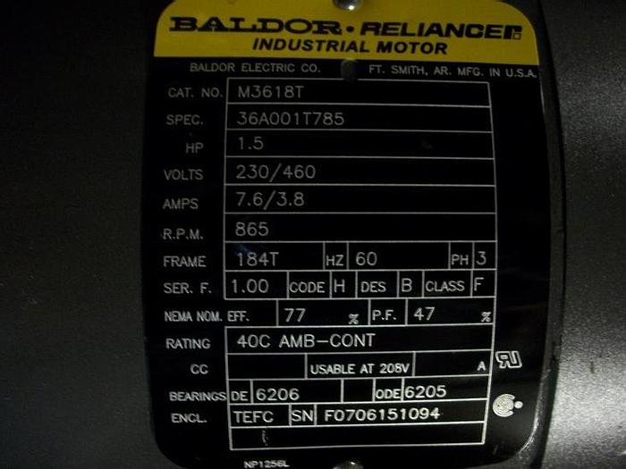 Used Unused Baldor/Reliance 1.5 HP Motor