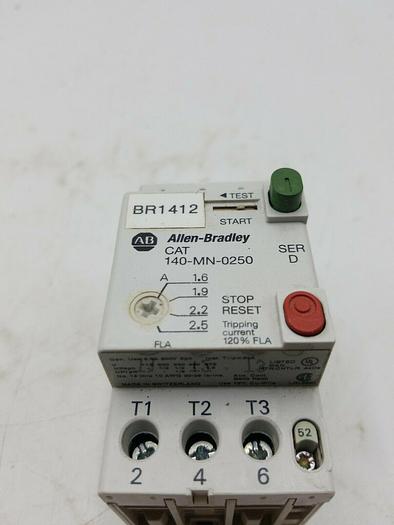 Used Allen Bradley Manual Motor Starter, # 140-MN-0250, Ser D