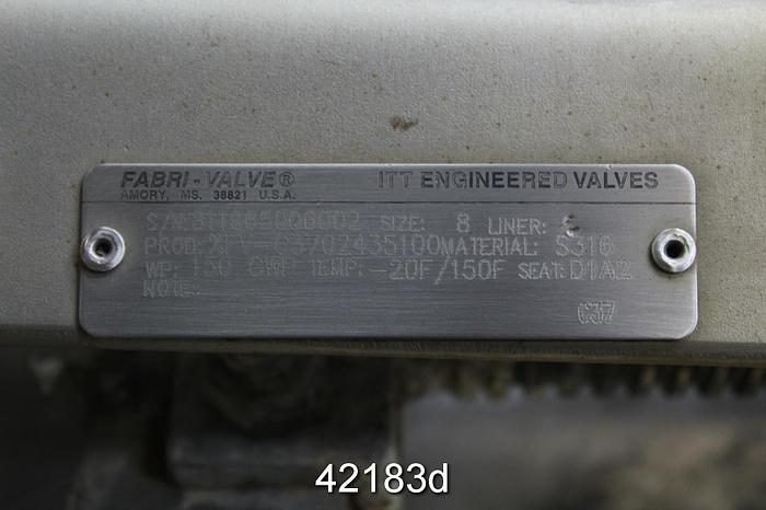 Used Fabri-valve 8" Hand Operated Knife Gate Valve #42183