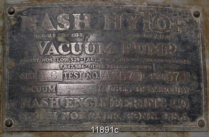 Used Nash L6 Vacuum Pump #11891