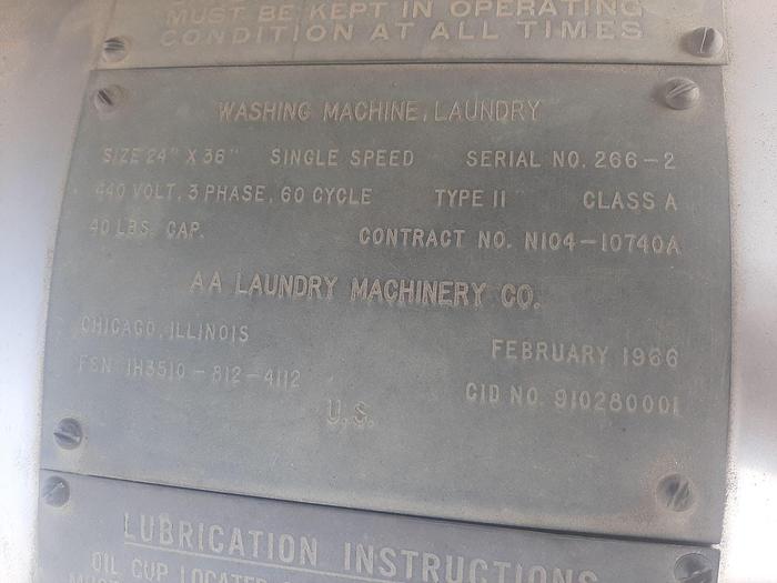 Used Washer, Washing Machine, AA Laundry Machinery, 24" X 36", 40 Pounds #S744730