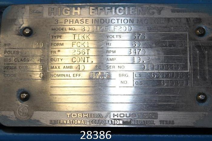 Used Westinghouse Ibfc Ac Motor, 20 Hp, 3505 Rpm #28386