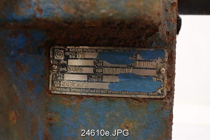 Used Goulds 3405 Goulds 3405, 8X10X12, 6 Vanes, 12" Impeller Diameter, Ductile Iron Casing, Bronze Impeller, Packing, Impeller Is Split, Staggered And Skewed. #24610