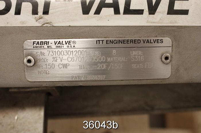 Used Fabri 8" Hand Operated Knife Gate Valve #36043