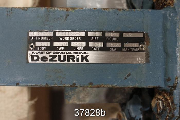 Used Dezurik 4" Hand Operated Knife Gate Valve #37828