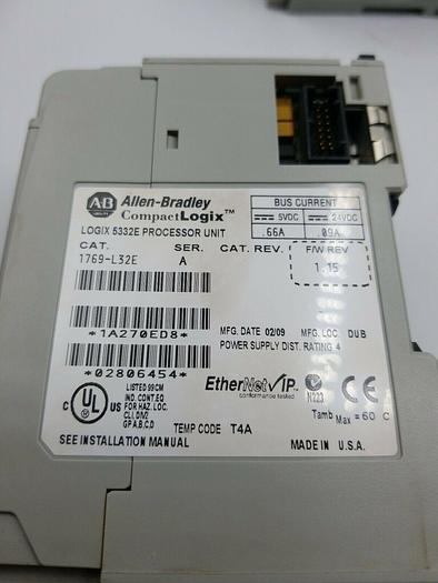 Used Allen-Bradley Rack 1769-L32E, 1769-OW16, 1769-IQ16, 1769-ECR complete rack