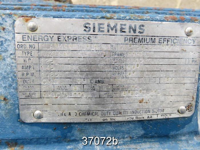 Used Siemens 125 HP AC Motor, 1LA04444SE41A #37072