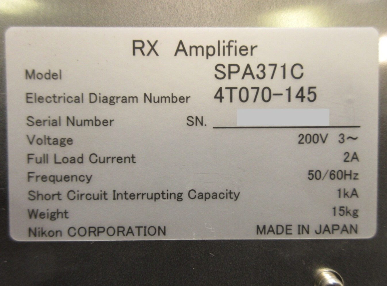 Used Nikon 4T070-145 RX Amplifier SPA371C 4S013-684-1 Used Working