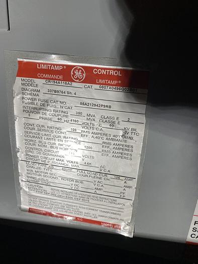 Used GENERAL ELECTRIC LIMITAMP CR194A118A2 800 HP CONTROLLER W/ DRAW-OUT AIR-BREAK CONTACTOR