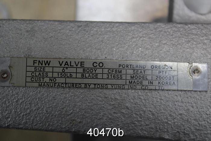 Used FNW 6" Hand Operated Knife Gate Valve, 2000BT #40470