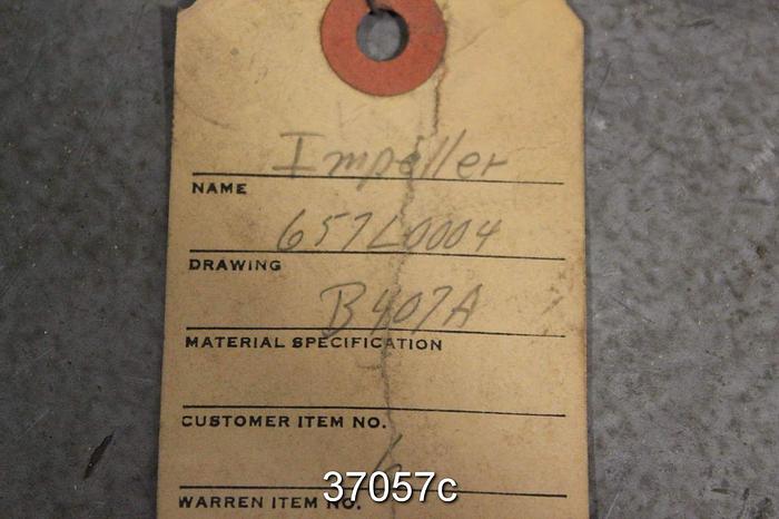 Used Warren 747 A20 Pump Impeller, 657L0004 #37057