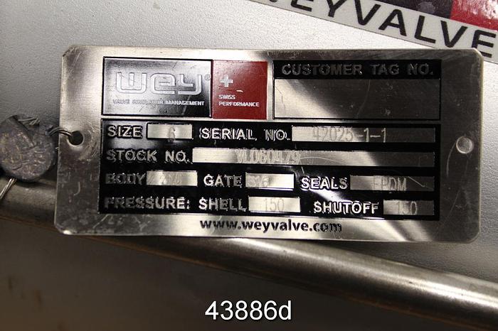 Used Wey Valve 6" Air Operated Knife Gate Valve, CF8M Body #43886