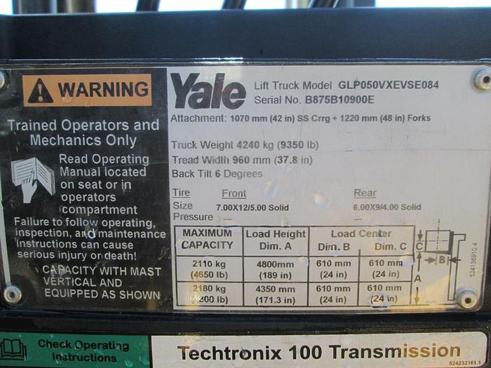 Used Yale Forklift Model GLP050VX, LP Gas