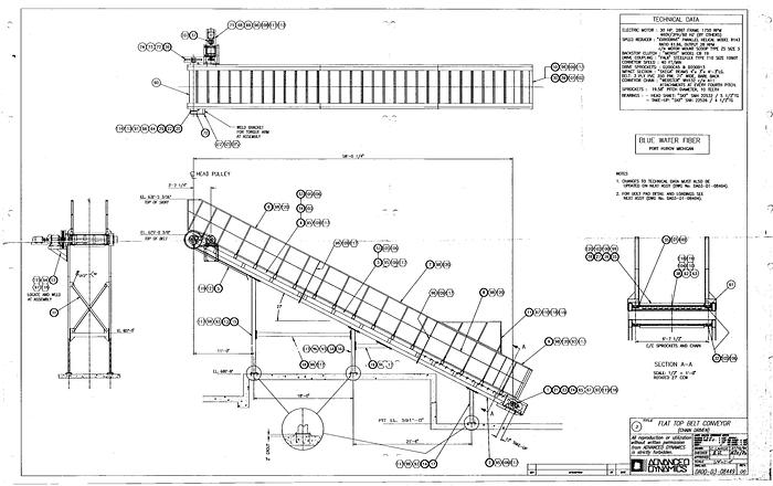 Used Kvaerner Hymac 45' Long 57" Wide Belt Conveyor for Pulper #40626