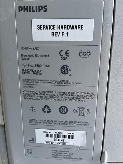 Gebraucht Philips iU22 Ultraschallgerät mit Flachmonitor, 5 Sonden, Sony Drucker, Fußschalter