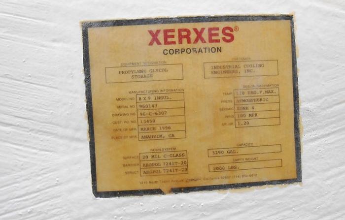 Used Tank, 3,290 Gallon, Fiberglass, 8' x 9', CB/DT #S742268