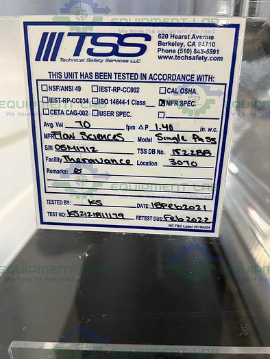 Used Flow Sciences FS2020BKGVA 4' Vented Balance Safety Enclosure w/ FS-410-SS Motor