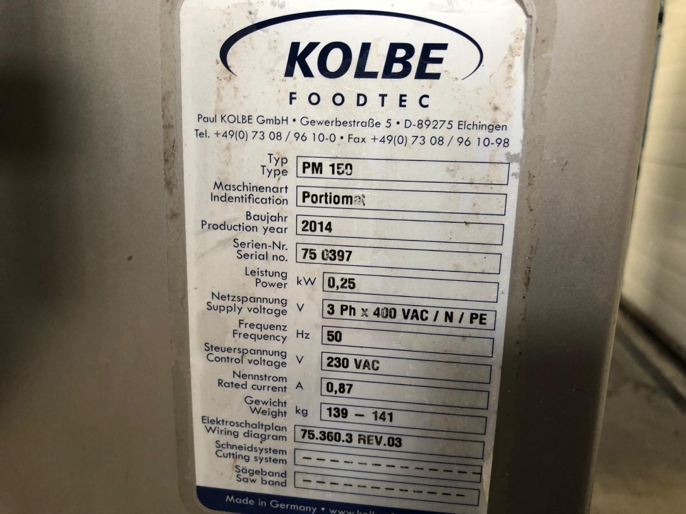 Used Kolbe meat portioning line