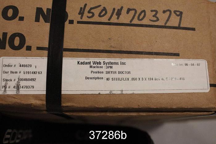 Used Kadant Doctor Blade, KF Steelflex .05x3x124 #37286