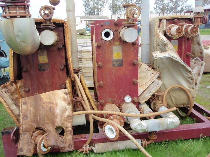 Used Heat Exchanger, Plate, 216 SF, Graphite, Alfa Laval (2) #S737129