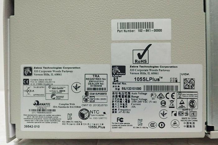 Used Zebra 105SL Plus 203 DPI Barcode Label Printer 102-8K1-00000