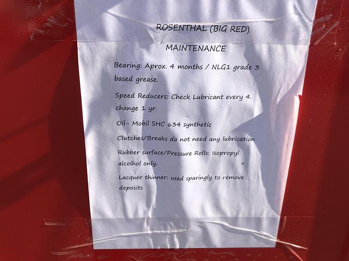 Used 60" ROSENTHAL DUPLEX SLITTER REWINDER 18" REWIND DIAMETERS MFG. 2016