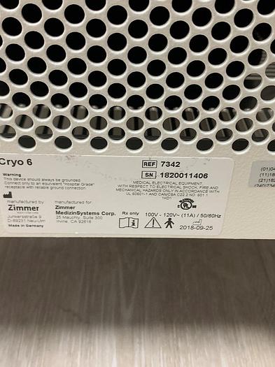 Used 2018 Zimmer Cryo 6 w/ Treatment Hose and tip