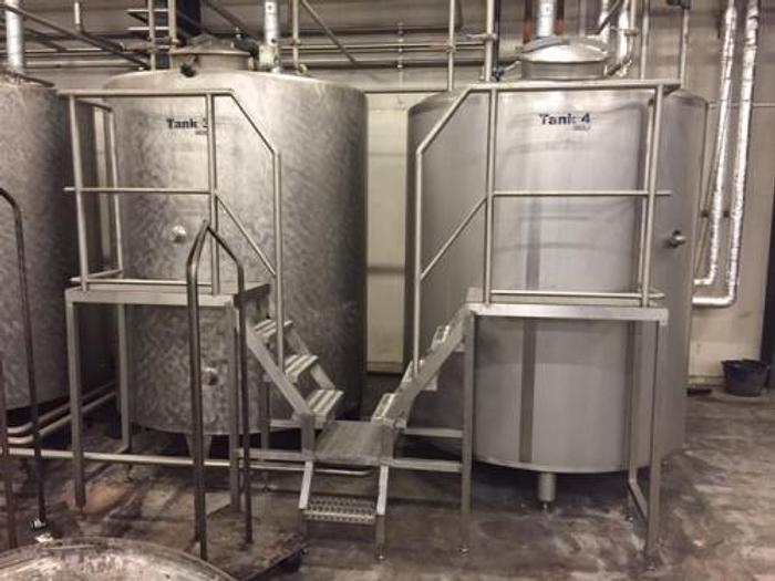Used 4000 liter stainless process tanks