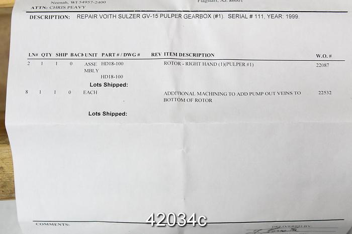 Refurbished Voith Sulzer GV-15 High Consistency Rotor Hub #42034