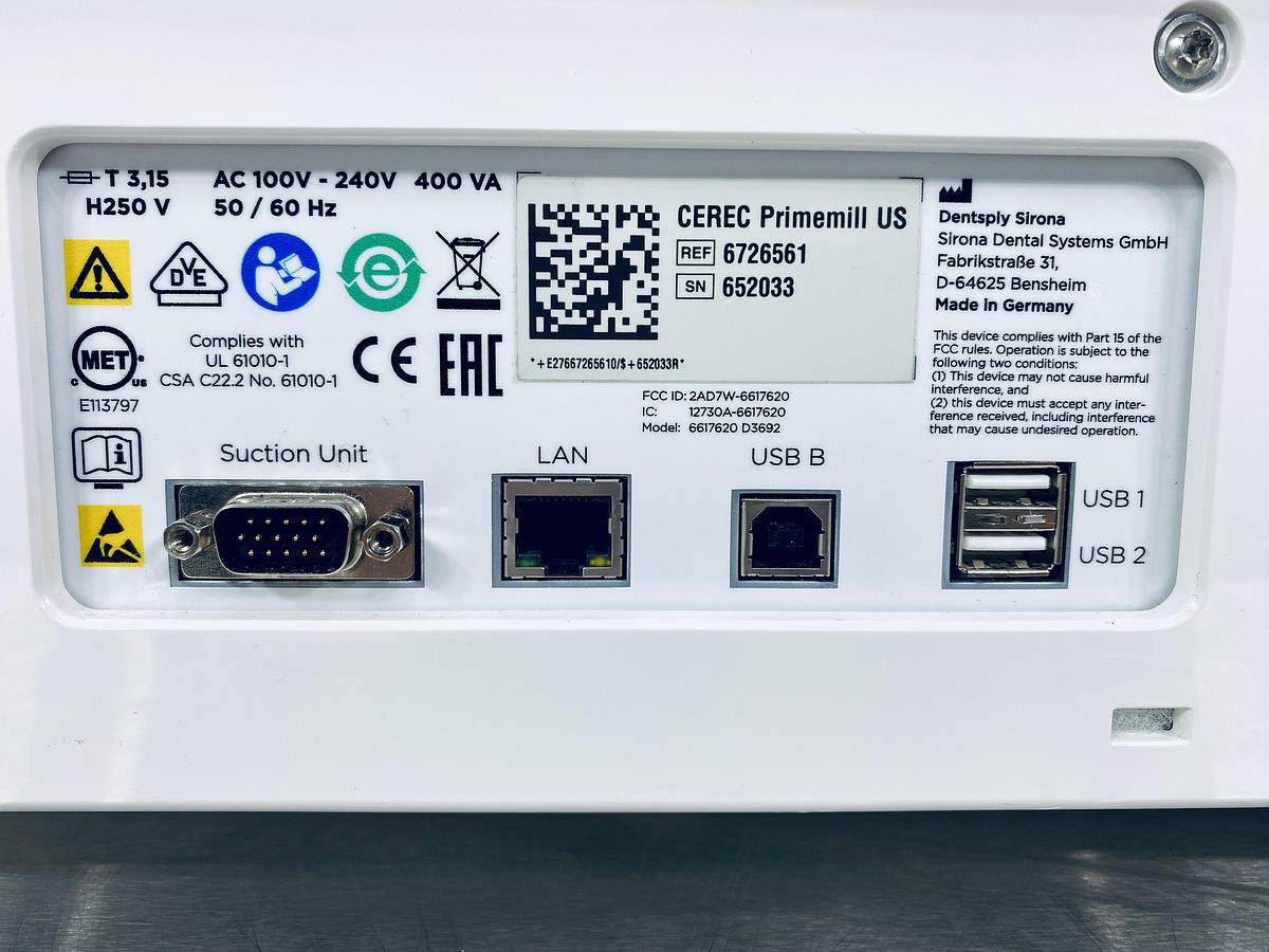 Used 2020 Dentsply Sirona CEREC Primemill 4-Motor Wet/Dry Mill (652033)