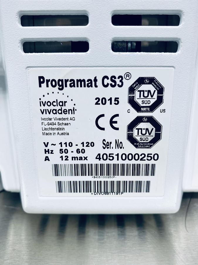 Used 2015 Ivoclar Vivadent Programat CS3 Crystallization Furnace (4051000250)