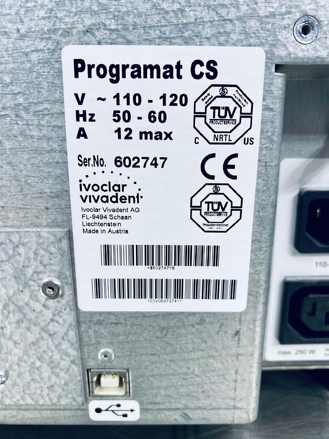 Used 2010 Ivoclar Vivadent Programat CS Crystallization Furnace with Vacuum Pump (604682)