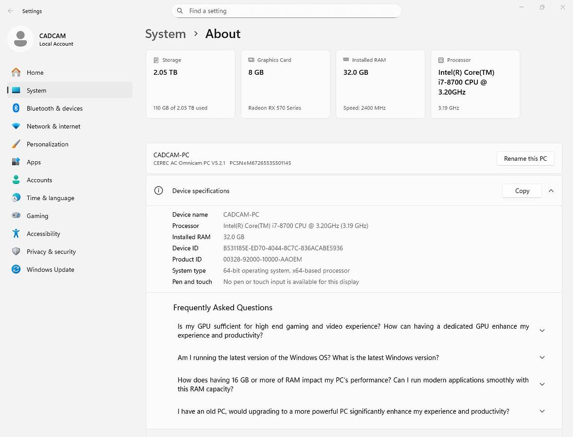 Refurbished 2015 Sirona CEREC AC Omnicam with 5.2 Software (132589)