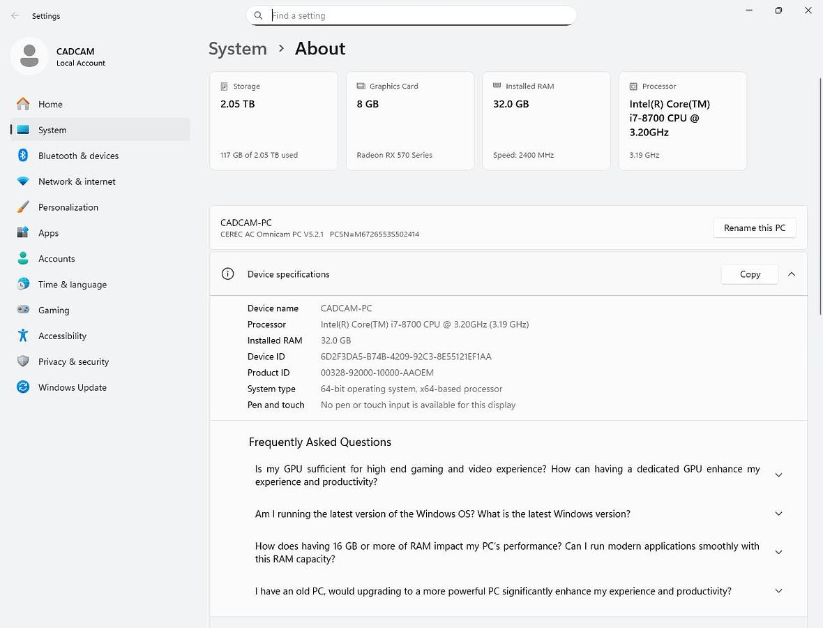 Refurbished 2014 Sirona CEREC AC Omnicam with 5.2 Software (130960)