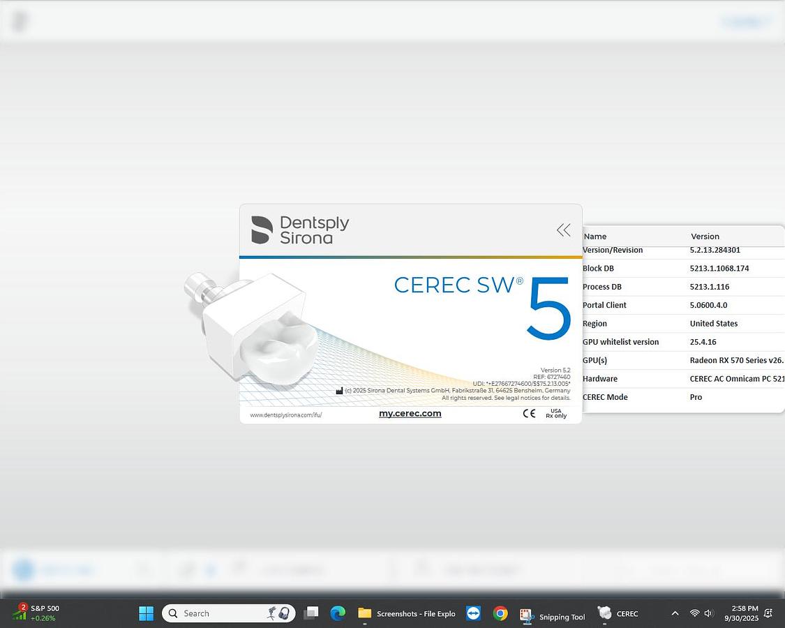 Refurbished 2015 Sirona CEREC AC Omnicam with 5.2 Software (134539)