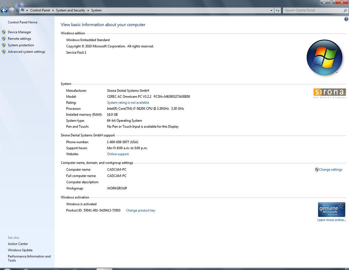 Refurbished 2015 Sirona CEREC AC Omnicam with CEREC 4.6 Software (135953)