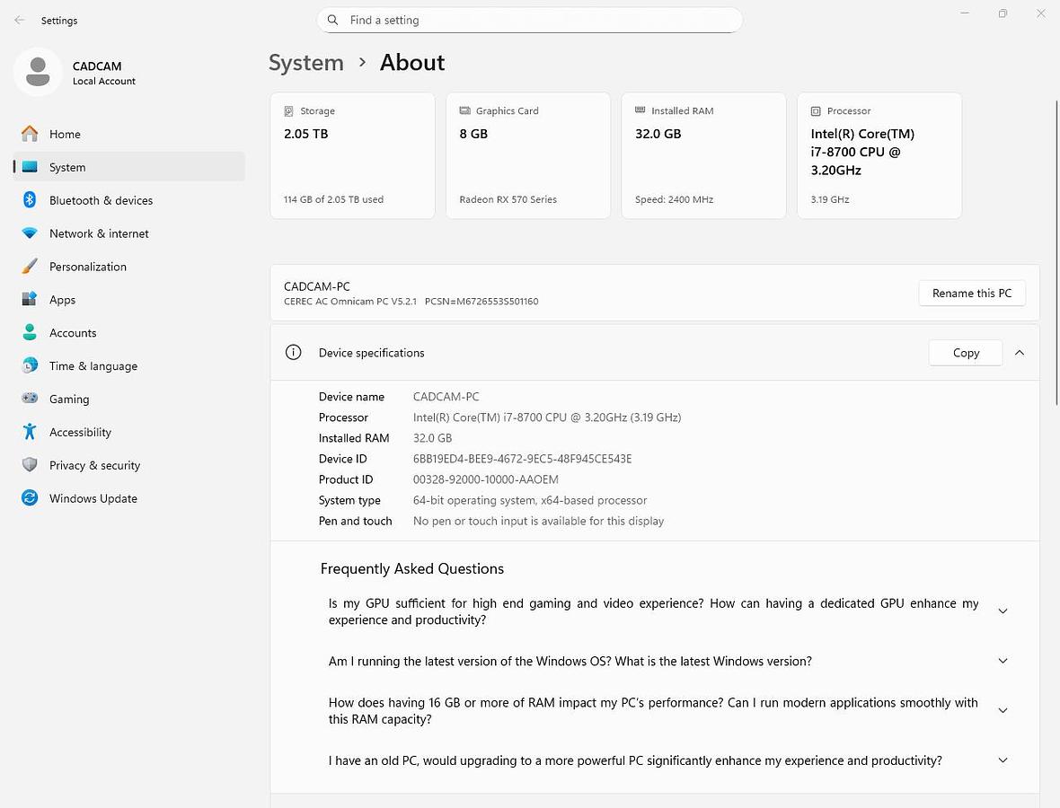 Refurbished 2015 Sirona CEREC AC Omnicam with 5.2 Software (134545)