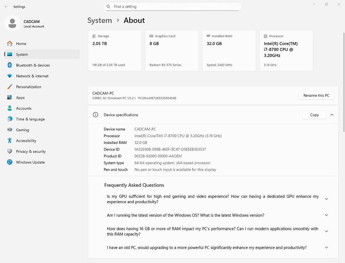 Refurbished 2015 Sirona CEREC AC Omnicam with 5.2 Software (134539)