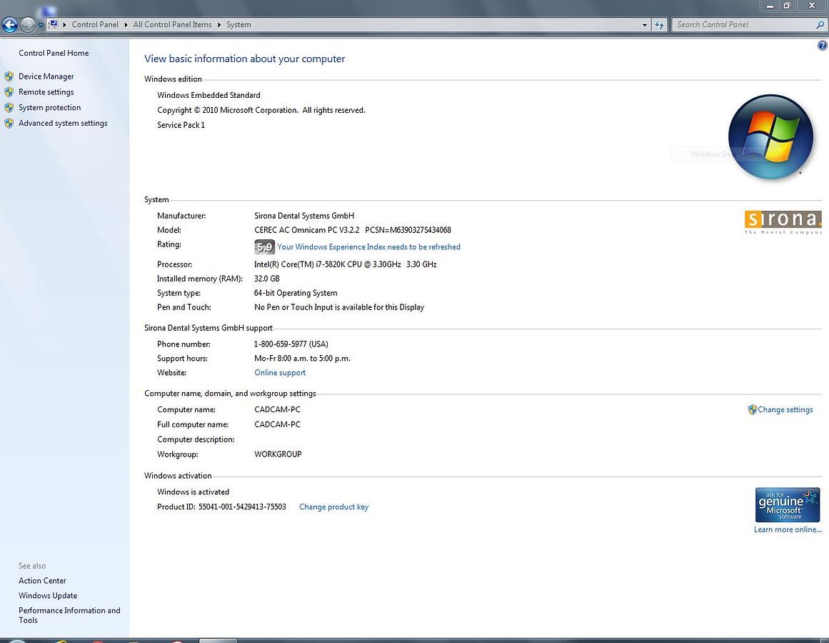 Refurbished 2015 Sirona CEREC AC Omnicam with CEREC 4.6 Software (133678)