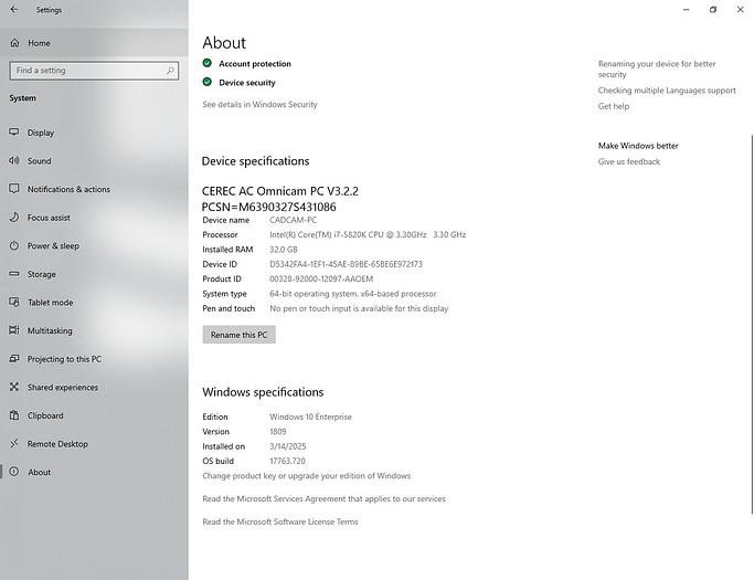 Refurbished 2017 Sirona CEREC AC Omnicam with CEREC 5.2