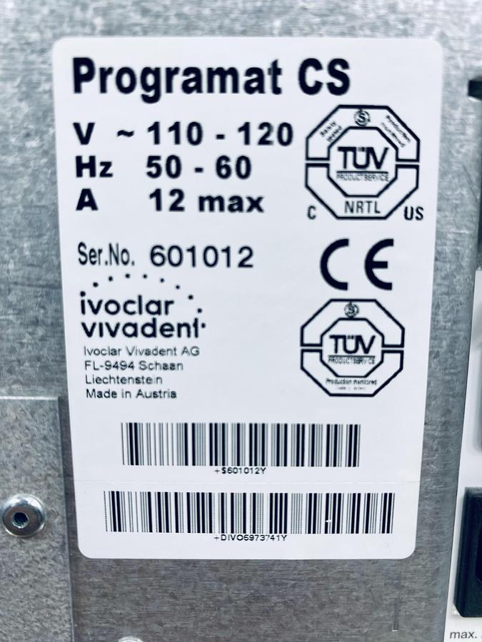 Used 2010 Ivoclar Vivadent Programat CS Crystallization Furnace with Vacuum Pump (604682)
