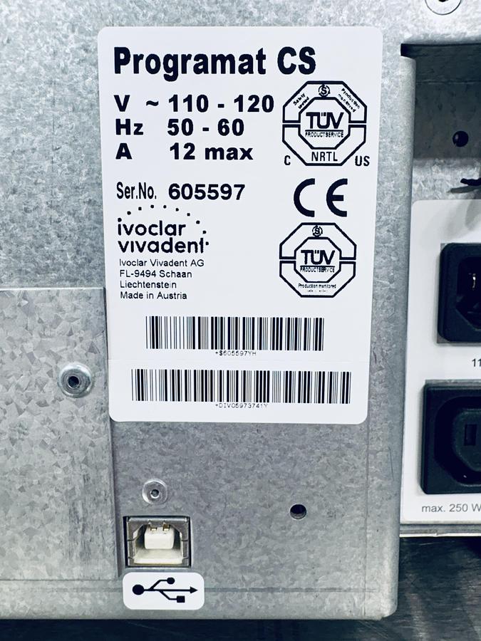 Used 2010 Ivoclar Vivadent Programat CS Crystallization Furnace with Vacuum Pump (605597)
