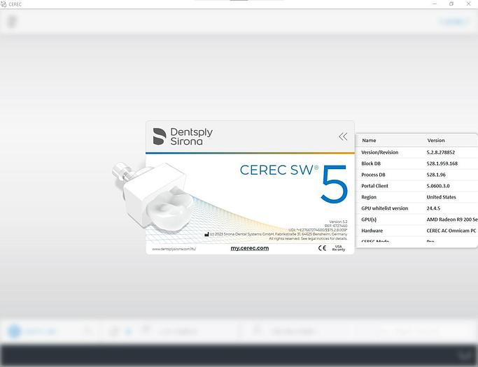 Refurbished 2015 Sirona CEREC AC Omnicam with CEREC 5.2.8 Software (136220)