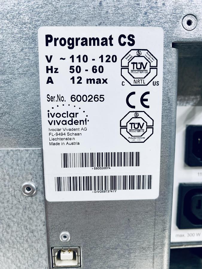 Used 2010 Ivoclar Vivadent Programat CS Crystallization Furnace with Vacuum Pump (604682)