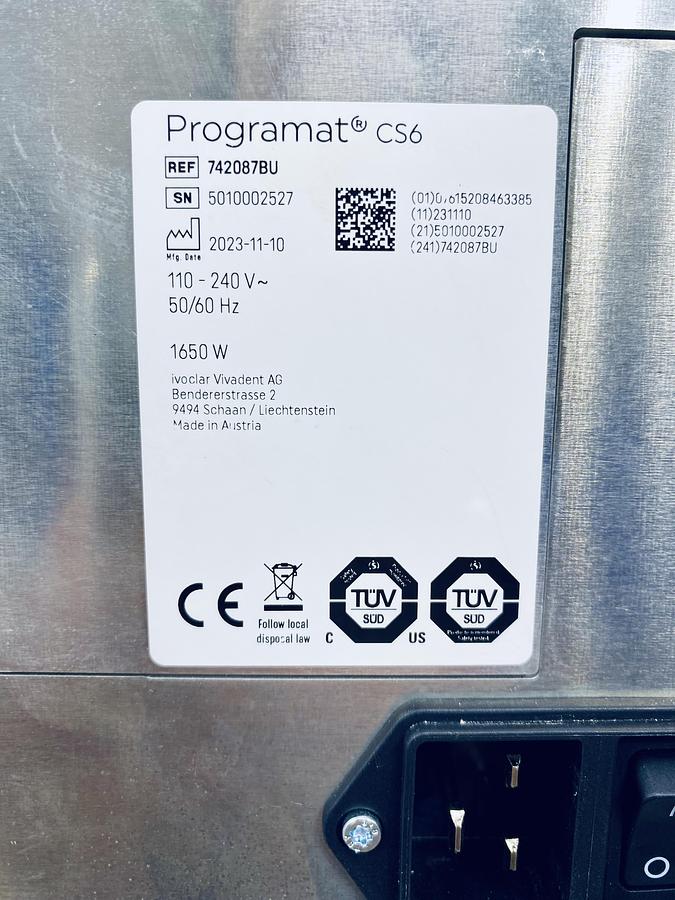 Used 2023 Ivoclar Vivadent Programat CS6 Sintering & Crystallization Furnace (5010002527)