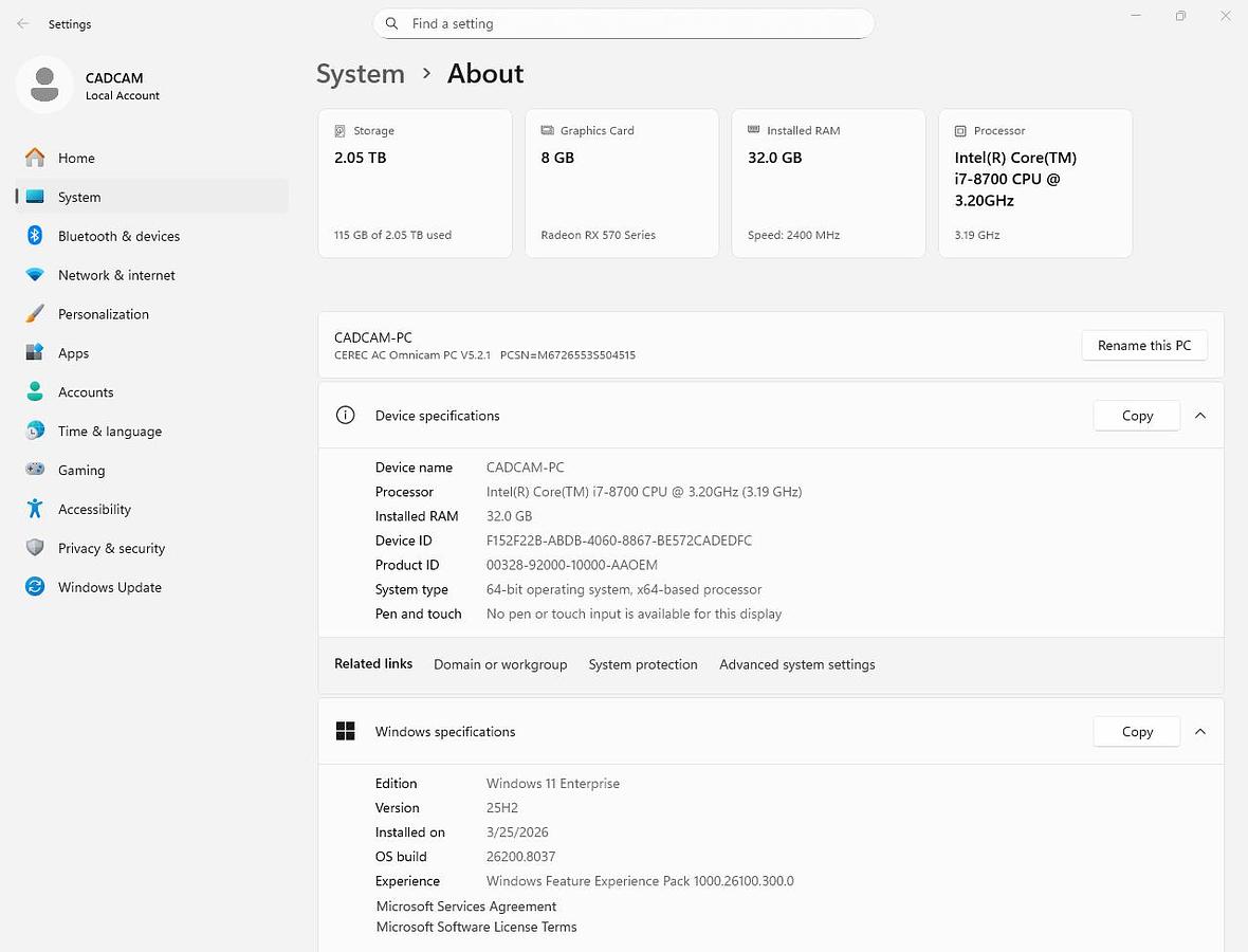 Refurbished 2015 Sirona CEREC AC Omnicam with 5.2 Software (132772)