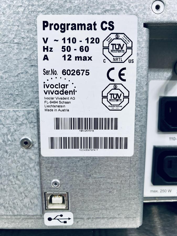 Used Ivoclar Vivadent Programat CS Crystallization Furnace with Vacuum Pump (602675)