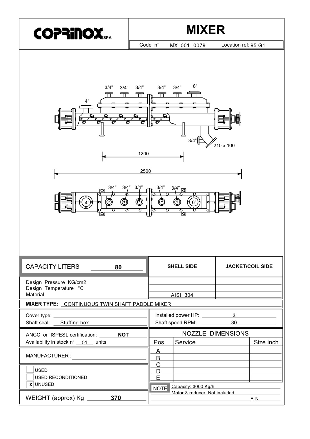 Usato Miscelatore  da 80 Litri