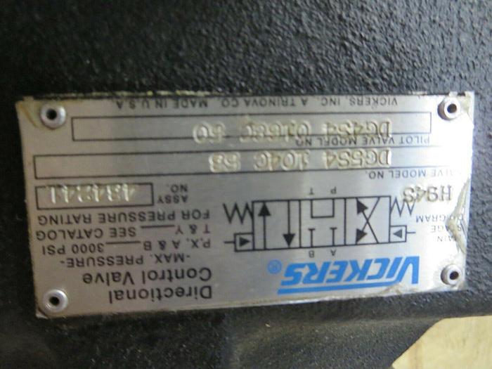 Used Vickers, DG4S4 0168C 50 & DG5S4 104C 58,Pilot Valve W/Directional Control Valve