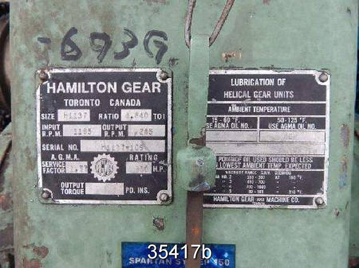 Used Hamilton H1137 Gear Reducer, 4.84/1 Ratio, 350Hp #35417